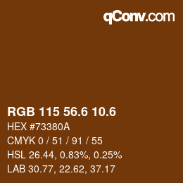 カラーコード: RGB 115 56.6 10.6 | qconv.com