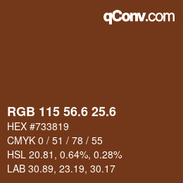 カラーコード: RGB 115 56.6 25.6 | qconv.com