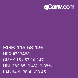 Color code: RGB 115 58 136 | qconv.com