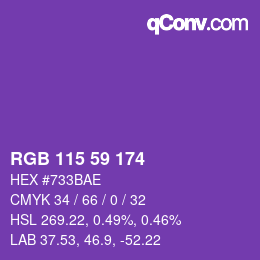 Color code: RGB 115 59 174 | qconv.com