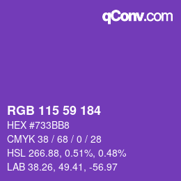 Color code: RGB 115 59 184 | qconv.com