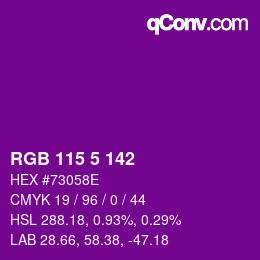 Color code: RGB 115 5 142 | qconv.com