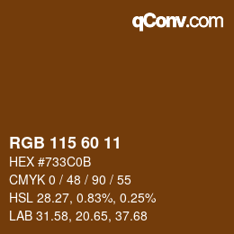 Color code: RGB 115 60 11 | qconv.com