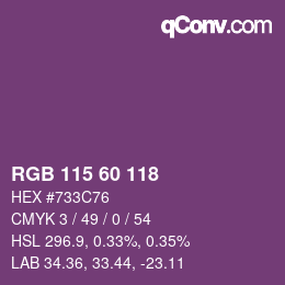 カラーコード: RGB 115 60 118 | qconv.com