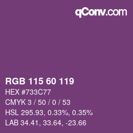 カラーコード: RGB 115 60 119 | qconv.com