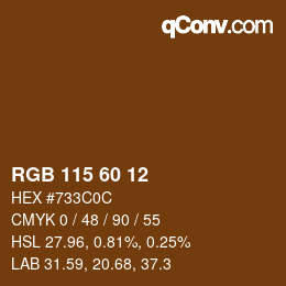 カラーコード: RGB 115 60 12 | qconv.com
