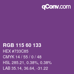 カラーコード: RGB 115 60 133 | qconv.com