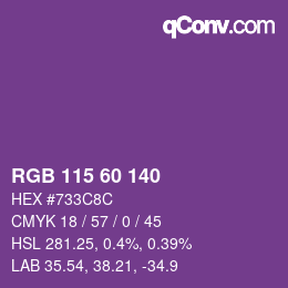 颜色代码: RGB 115 60 140 | qconv.com
