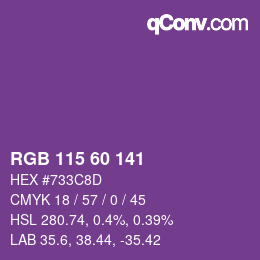 カラーコード: RGB 115 60 141 | qconv.com