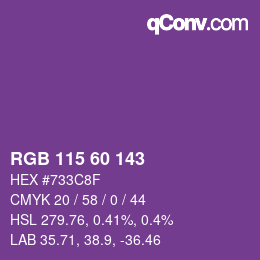カラーコード: RGB 115 60 143 | qconv.com