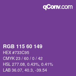 颜色代码: RGB 115 60 149 | qconv.com