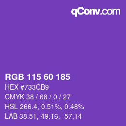 颜色代码: RGB 115 60 185 | qconv.com