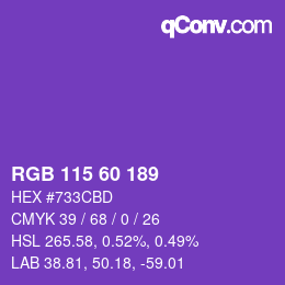 カラーコード: RGB 115 60 189 | qconv.com