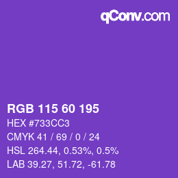 颜色代码: RGB 115 60 195 | qconv.com