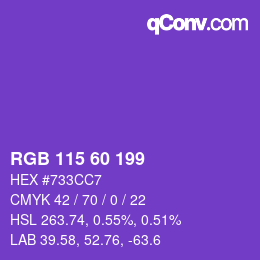 カラーコード: RGB 115 60 199 | qconv.com