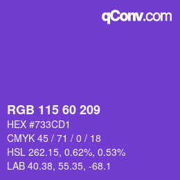 カラーコード: RGB 115 60 209 | qconv.com