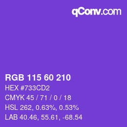カラーコード: RGB 115 60 210 | qconv.com