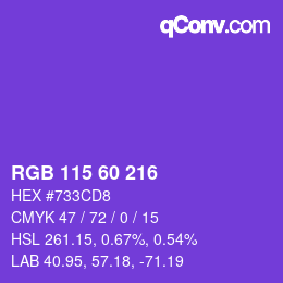 颜色代码: RGB 115 60 216 | qconv.com