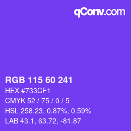 颜色代码: RGB 115 60 241 | qconv.com