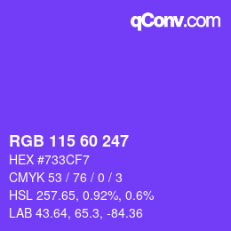 颜色代码: RGB 115 60 247 | qconv.com