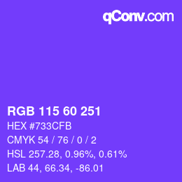 カラーコード: RGB 115 60 251 | qconv.com