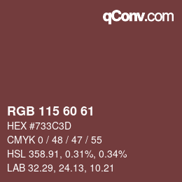 Color code: RGB 115 60 61 | qconv.com
