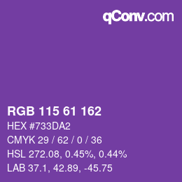 Color code: RGB 115 61 162 | qconv.com