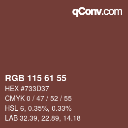 Color code: RGB 115 61 55 | qconv.com