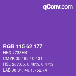 カラーコード: RGB 115 62 177 | qconv.com