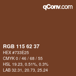 Color code: RGB 115 62 37 | qconv.com