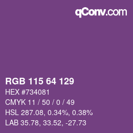 Color code: RGB 115 64 129 | qconv.com