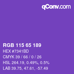 カラーコード: RGB 115 65 189 | qconv.com