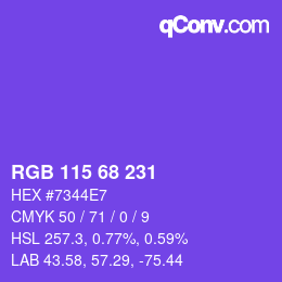 Color code: RGB 115 68 231 | qconv.com