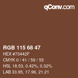 カラーコード: RGB 115 68 47 | qconv.com