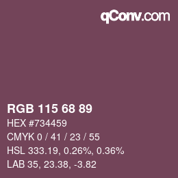 Color code: RGB 115 68 89 | qconv.com