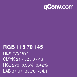 颜色代码: RGB 115 70 145 | qconv.com