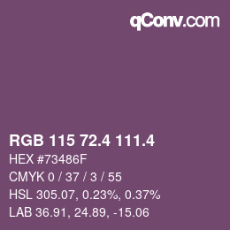 カラーコード: RGB 115 72.4 111.4 | qconv.com