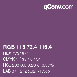 カラーコード: RGB 115 72.4 116.4 | qconv.com