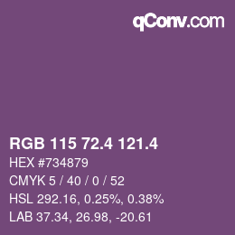 カラーコード: RGB 115 72.4 121.4 | qconv.com