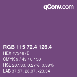 カラーコード: RGB 115 72.4 126.4 | qconv.com