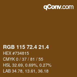 カラーコード: RGB 115 72.4 21.4 | qconv.com