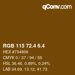 カラーコード: RGB 115 72.4 6.4 | qconv.com