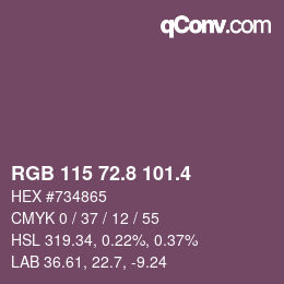 カラーコード: RGB 115 72.8 101.4 | qconv.com