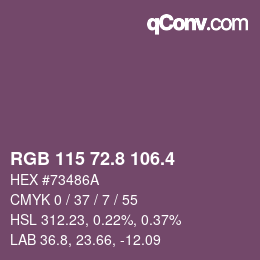 カラーコード: RGB 115 72.8 106.4 | qconv.com