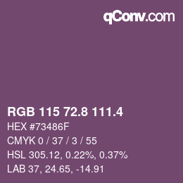 カラーコード: RGB 115 72.8 111.4 | qconv.com