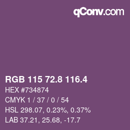 カラーコード: RGB 115 72.8 116.4 | qconv.com