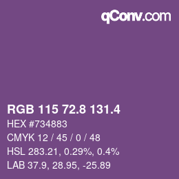 カラーコード: RGB 115 72.8 131.4 | qconv.com