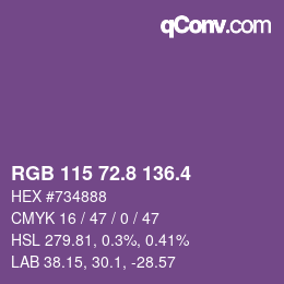 カラーコード: RGB 115 72.8 136.4 | qconv.com