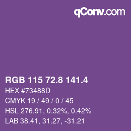 カラーコード: RGB 115 72.8 141.4 | qconv.com