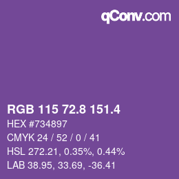 カラーコード: RGB 115 72.8 151.4 | qconv.com